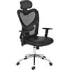 Sedia Ergonomica ZELIA, sostegno lombare imbottito, base in metallo, 8 ore, in grigio