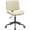 Sedia Per Ufficio MARYEN, Elegante e di Design, Seduta in Legno Noce e Pelle Crema