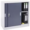 Mobiletto per Archivio PRINCE, 90x90x45cm, Ante Scorrevoli, Acciaio, Grigio Scuro