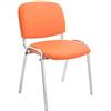 Sedia Conferenze MOBY BASE, Comoda e Pratica, Gambe Cromate, Pelle Arancione