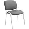Sedia Conferenze MOBY BASE, Comoda e Pratica, Gambe Cromate, Pelle Grigio
