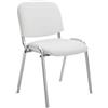 Sedia Conferenze MOBY BASE, Comoda e Pratica, Gambe Cromate, Pelle Bianca