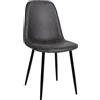 Sedia per Sala Riunioni NAIPES, Struttura in Metallo Nero, in Pelle Grigio Scuro
