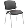 Sedia Conferenze MOBY BASE, Comoda e Pratica, Gambe Cromate, Pelle Marrone