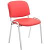 Sedia Conferenze MOBY BASE, Comoda e Pratica, Gambe Cromate, Pelle Rossa