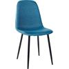 Sedia per Sala Riunioni NAIPES, Struttura in Metallo Nero, in Tessuto Blu