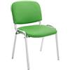 Sedia Conferenze MOBY BASE, Comoda e Pratica, Gambe Cromate, Pelle Verde