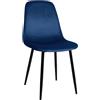 Sedia per Sala Riunioni NAIPES, Struttura in Metallo Nero, in Velluto Blu