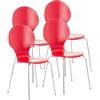 Lotto di 4 Sedie Attesa / Ospiti CARVALLO, linea moderna, struttura in metallo, rosso