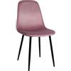 Sedia per Sala Riunioni NAIPES, Struttura in Metallo Nero, in Velluto Rosa