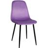 Sedia per Sala Riunioni NAIPES, Struttura in Metallo Nero, in Velluto Viola