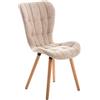 Sedia per sala attesa e ospiti ELGAR, elegante legno naturale rivestito in tessuto, in crema