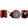 5x Ruote Universali FLASH, 11mm/60mm, Stile Gaming, Nero e Rosso