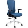 Sedia Per Ufficio EVANS, Ergonomica, Elegante, Rete e Tessuto Azzurro