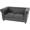 Divano a 2 posti CHESTER, in pelle, gambe tornite, nero