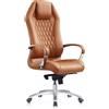 Poltrona Ergonomica BATURA, Elegante, Vera Pelle, Marrone chiaro