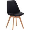 Sedia Per Sala d'Attesa SKYLER, Stile Nordico, Gambe in Faggio, Seduta in Tessuto Nero