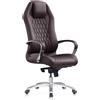 Poltrona ergonomica BATURA, design elegante in vera pelle, colore marrone scuro