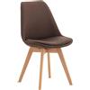 Sedia Per Sala d'Attesa SKYLER, Stile Nordico, Gambe in Faggio, Seduta in Tessuto Marrone