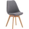 Sedia Per Sala d'Attesa SKYLER, Stile Nordico, Gambe in Faggio, Seduta in Tessuto Grigio