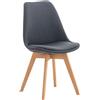 Sedia Per Sala d'Attesa SKYLER, Stile Nordico, Gambe in Faggio, Seduta in Tessuto Grigio Scuro