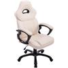 Sedia Gaming LEROY, XXL, Imbottita e Molto Robusta, Pelle, Crema