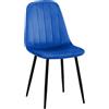 Sedia Ospiti e Riunioni AMBRA, Struttura in Metallo di colore Nero, in Velluto Blu