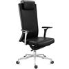 Potrona Direzionale TELMO, Design Elegante, Dettagli Cromati, in Vera Pelle, Nero