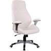 Poltrona da Ufficio LEYTON, Comoda, Design Moderno, in Pelle Bianca