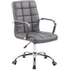 Poltrona da ufficio DELAN PRO, Design Moderno, Cuciture a Vista, Pelle Grigia