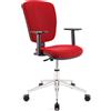 Sedia da ufficio CALIPSO PRO, schienale e braccioli regolabili, base cromata, tessuto rosso