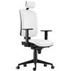Sedia Ergonomica PIERO, Poggiatesta e Braccioli, in Vera Pelle Bianca