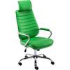 Poltrona Executive modello RENO, telaio e braccioli in metallo, rivestimento in pelle color verde