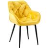 Poltroncina per Sala d'Attesa TEXAS, Imbottita e Trapuntata, in Velluto Giallo