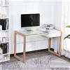 Scrivania per PC MICHIGAN, 120x60x75cm, Elegante, Legno e Vetro, Bianco