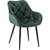 Poltroncina per Sala d'Attesa TEXAS, Imbottita e Trapuntata, in Velluto Verde
