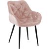 Poltroncina per Sala d'Attesa TEXAS, Imbottita e Trapuntata, in Velluto Rosa Chiaro