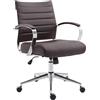 Sedia Per Ufficio EVERY, Design Moderno ed Elegante, Struttura in Metallo, Pelle Marrone