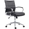 Sedia Per Ufficio EVERY, Design Moderno ed Elegante, Struttura in Metallo, Pelle Nera