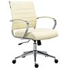 Sedia Per Ufficio EVERY, Design Moderno ed Elegante, Struttura in Metallo, Pelle Crema