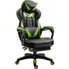Poltrona Gaming TRONE, Reclinabile, XXL, con Poggiapiedi, in Pelle Nero/Verde