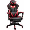 Poltrona Gaming TRONE, Reclinabile, XXL, con Poggiapiedi, in Pelle Nero/Rosso