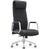 Poltrona di Design ASPERA, Ergonomica, Struttura in Metallo, Rivestimento in Vera Pelle, Nero