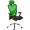 Sedia Ergonomica ZELIA, sostegno lombare imbottito, base in metallo, 8 ore, in verde