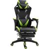 Poltrona Gaming BLUR, Cuscini Rimovibili e Poggiapiedi, in Pelle Nero/Verde
