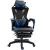 Poltrona Gaming BLUR, Cuscini Rimovibili e Poggiapiedi, in Pelle Nero/Blu
