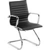 Sedia Riunione DORIS V, Struttura in Metallo Cromato, Design Elegante, in Vera Pelle Nera