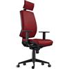Sedia Ergonomica OLIVER, Poggiatesta e Braccioli, in Vera Pelle Bordeaux