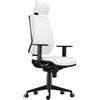 Sedia Ergonomica OLIVER, Poggiatesta e Braccioli, in Vera Pelle Bianca