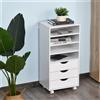 Cassettiera con Ruote LISY, 3 Cassetti e 4 Ripiani, 40x30x83cm, Colore Bianco